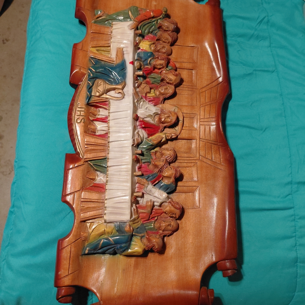 Source Unknown Last Supper Wall Art in Brown, Blue, Red, and White